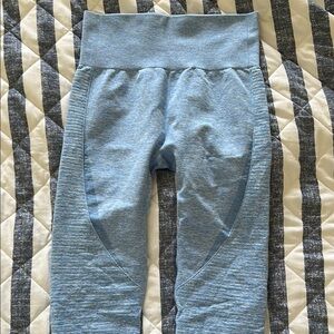 Blue Compression Leggings with High Waistband